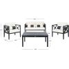 Safavieh PAT7031A Collection Nunzio Teak and White and Navy 4 Pc Accent Pillows Outdoor Set(Black / Beige + Bolster P)