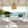 Safavieh PAT7031A Collection Nunzio Teak and White and Navy 4 Pc Accent Pillows Outdoor Set(Grey / Beige + Solid Pillow)