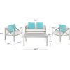 Safavieh PAT7031A Collection Nunzio Teak and White and Navy 4 Pc Accent Pillows Outdoor Set(Grey / Beige + Solid Pillow)