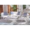 Safavieh PAT7031A Collection Nunzio Teak and White and Navy 4 Pc Accent Pillows Outdoor Set(Grey / Beige + Thin Stripe P)