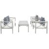 Safavieh PAT7031A Collection Nunzio Teak and White and Navy 4 Pc Accent Pillows Outdoor Set(Grey / Beige + Thin Stripe P)