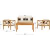 Safavieh PAT7031A Collection Nunzio Teak and White and Navy 4 Pc Accent Pillows Outdoor Set(Natural / Beige + Bolster P)