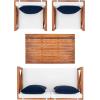 Safavieh PAT7031A Collection Nunzio Teak and White and Navy 4 Pc Accent Pillows Outdoor Set(Natural / Beige + Solid Pillow)