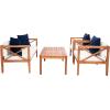 Safavieh PAT7031A Collection Nunzio Teak and White and Navy 4 Pc Accent Pillows Outdoor Set(Natural / Beige + Solid Pillow)