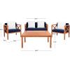 Safavieh PAT7031A Collection Nunzio Teak and White and Navy 4 Pc Accent Pillows Outdoor Set(Natural / Navy + Solid Pillow)