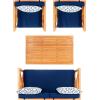 Safavieh PAT7031A Collection Nunzio Teak and White and Navy 4 Pc Accent Pillows Outdoor Set(Natural / Navy + Trellis P)