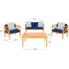 Safavieh PAT7031A Collection Nunzio Teak and White and Navy 4 Pc Accent Pillows Outdoor Set(Natural / Navy + Trellis P)