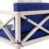 Safavieh PAT7031A Collection Nunzio Teak and White and Navy 4 Pc Accent Pillows Outdoor Set(White / Navy + Solid Pillow)