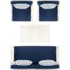 Safavieh PAT7031A Collection Nunzio Teak and White and Navy 4 Pc Accent Pillows Outdoor Set(White / Navy + Trellis Pillow)