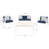 Safavieh PAT7031A Collection Nunzio Teak and White and Navy 4 Pc Accent Pillows Outdoor Set(White / Navy + Trellis Pillow)