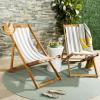 Safavieh PAT7040A SET2 Outdoor Collection Loren Teak(Natural / Grey Stripe)