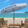 Safavieh PAT8008A Collection Milan Fringe Navy and White 9Ft Crank Outdoor Push Button Tilt Umbrella(Baby Blue/White)