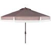 Safavieh PAT8008A Collection Milan Fringe Navy and White 9Ft Crank Outdoor Push Button Tilt Umbrella(Grey/White)