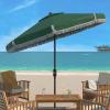 Safavieh PAT8008A Collection Milan Fringe Navy and White 9Ft Crank Outdoor Push Button Tilt Umbrella(Hunter Green)