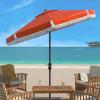 Safavieh PAT8008A Collection Milan Fringe Navy and White 9Ft Crank Outdoor Push Button Tilt Umbrella(Orange)