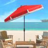 Safavieh PAT8008A Collection Milan Fringe Navy and White 9Ft Crank Outdoor Push Button Tilt Umbrella(Red/White)