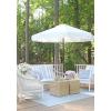 Safavieh PAT8008A Collection Milan Fringe Navy and White 9Ft Crank Outdoor Push Button Tilt Umbrella(White/White)