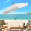 Safavieh PAT8008A Collection Milan Fringe Navy and White 9Ft Crank Outdoor Push Button Tilt Umbrella(White/White)