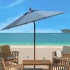 Safavieh PAT8009A Collection Cannes Beige 9Ft Wooden Outdoor Umbrella, 9-Foot(Baby Blue)