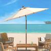Safavieh PAT8009A Collection Cannes Beige 9Ft Wooden Outdoor Umbrella, 9-Foot(Beige)