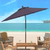 Safavieh PAT8009A Collection Cannes Beige 9Ft Wooden Outdoor Umbrella, 9-Foot(Gray)