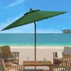 Safavieh PAT8009A Collection Cannes Beige 9Ft Wooden Outdoor Umbrella, 9-Foot(Hunter Green)