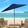 Safavieh PAT8009A Collection Cannes Beige 9Ft Wooden Outdoor Umbrella, 9-Foot(Navy)