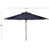 Safavieh PAT8009A Collection Cannes Beige 9Ft Wooden Outdoor Umbrella, 9-Foot(Navy)