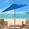 Safavieh PAT8009A Collection Cannes Beige 9Ft Wooden Outdoor Umbrella, 9-Foot(Pacific)