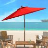 Safavieh PAT8009A Collection Cannes Beige 9Ft Wooden Outdoor Umbrella, 9-Foot(Red)