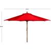 Safavieh PAT8009A Collection Cannes Beige 9Ft Wooden Outdoor Umbrella, 9-Foot(Red)