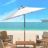 Safavieh PAT8009A Collection Cannes Beige 9Ft Wooden Outdoor Umbrella, 9-Foot(White)