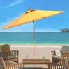 Safavieh PAT8009A Collection Cannes Beige 9Ft Wooden Outdoor Umbrella, 9-Foot(Yellow)
