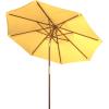 Safavieh PAT8009A Collection Cannes Beige 9Ft Wooden Outdoor Umbrella, 9-Foot(Yellow)