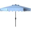 Safavieh PAT8010A Collection Venice Navy and White Single Scallop 9Ft Crank Outdoor Push Button Tilt Umbrella(Baby Blue/White)