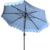 Safavieh PAT8010A Collection Venice Navy and White Single Scallop 9Ft Crank Outdoor Push Button Tilt Umbrella(Baby Blue/White)