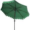 Safavieh PAT8010A Collection Venice Navy and White Single Scallop 9Ft Crank Outdoor Push Button Tilt Umbrella(Hunter Green)