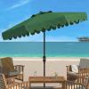 Safavieh PAT8010A Collection Venice Navy and White Single Scallop 9Ft Crank Outdoor Push Button Tilt Umbrella(Hunter Green)