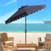 Safavieh PAT8010A Collection Venice Navy and White Single Scallop 9Ft Crank Outdoor Push Button Tilt Umbrella(Navy/White)