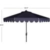 Safavieh PAT8010A Collection Venice Navy and White Single Scallop 9Ft Crank Outdoor Push Button Tilt Umbrella(Navy/White)