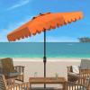 Safavieh PAT8010A Collection Venice Navy and White Single Scallop 9Ft Crank Outdoor Push Button Tilt Umbrella(Orange)