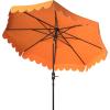 Safavieh PAT8010A Collection Venice Navy and White Single Scallop 9Ft Crank Outdoor Push Button Tilt Umbrella(Orange)