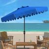 Safavieh PAT8010A Collection Venice Navy and White Single Scallop 9Ft Crank Outdoor Push Button Tilt Umbrella(Pacific)