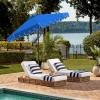 Safavieh PAT8010A Collection Venice Navy and White Single Scallop 9Ft Crank Outdoor Push Button Tilt Umbrella(Pacific)