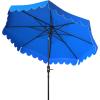Safavieh PAT8010A Collection Venice Navy and White Single Scallop 9Ft Crank Outdoor Push Button Tilt Umbrella(Pacific)