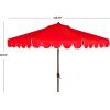 Safavieh PAT8010A Collection Venice Navy and White Single Scallop 9Ft Crank Outdoor Push Button Tilt Umbrella(Red/White)