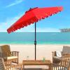 Safavieh PAT8010A Collection Venice Navy and White Single Scallop 9Ft Crank Outdoor Push Button Tilt Umbrella(Red/White)
