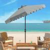 Safavieh PAT8010A Collection Venice Navy and White Single Scallop 9Ft Crank Outdoor Push Button Tilt Umbrella(Taupe/White)