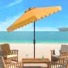 Safavieh PAT8010A Collection Venice Navy and White Single Scallop 9Ft Crank Outdoor Push Button Tilt Umbrella(Yellow/White)