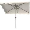 Safavieh PAT8300A Outdoor Zimmerman Navy and White 6’6″ x 10′ Rectangle Market UV Protected Umbrella(Beige/White)